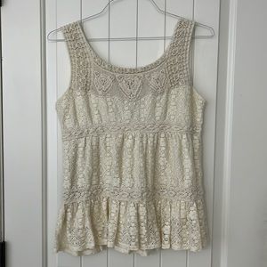 Cream lace tank top